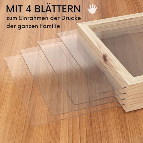 HuBorns - Fußabdruck Baby Set und für die Ganze Familie mit Platz für 4 Familienmitglieder, Rahmen zum Malen Handabdruck Baby, Handabdruck Set Familie, Ideal als Baby Geschenk