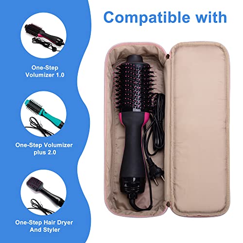Fasrom Double Layer Travel Case Compatible with REVLON One Step Blow Hair Dryer Brush Volumizer Original 1.0, Plus 2.0 and Styler, Pink (Bag Only, Patent Pending) - Image 4
