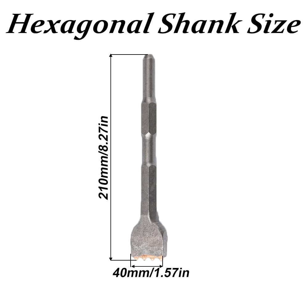 TopHomer Plus Shank Chisel, 8.27 Inch Long Shank Alloy Steel Hammer Drill Chisel,Masonry Concrete Drill Bit, Ideal for Tile Concrete Brick Stone Masonry(Hexagonal Shank)