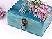 dedoot Wooden Keepsake Box, Blue Wood Box with Lock Decorative Handmade Craft Small Latched Box for Jewelry Gift Storage and Home Decor, 9.3x7.6x4.5 Inch