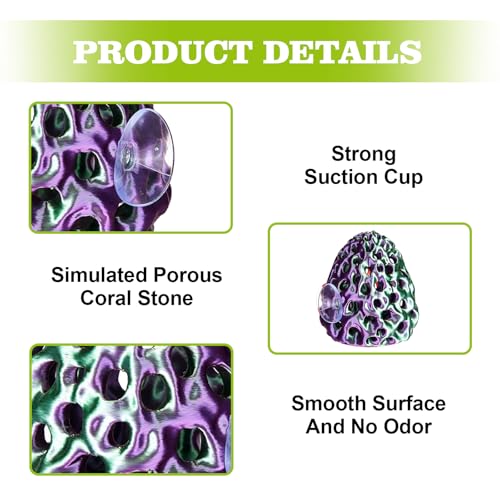 Image of Shrimp Dome Hide, Shrimp Hides for Aquarium, Betta Fish Hideout with Suction Cup, Betta Habitat Tank Ornament Accessories, Aquarium Decor for Small Fish Guppy Hiding Resting (Green Purple)