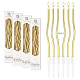 24 Stück Gold Geburtstagskerzen, Lange Spiral Kerz...