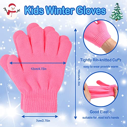 Handepo 50 Pairs Kids Winter Gloves Bulk Stretchy Full Finger Knitted Gloves Winter Warm for Boys Girls2