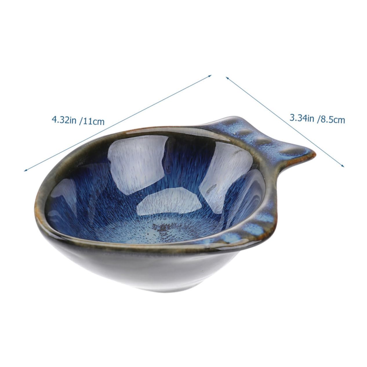 Cabilock 2Pcs Fish Shaped Ceramic Sauce Plates Dipping Bowls for Soy Sauce Style Side Dish Dishes for Home and Restaurant for Appetizers and Condiments