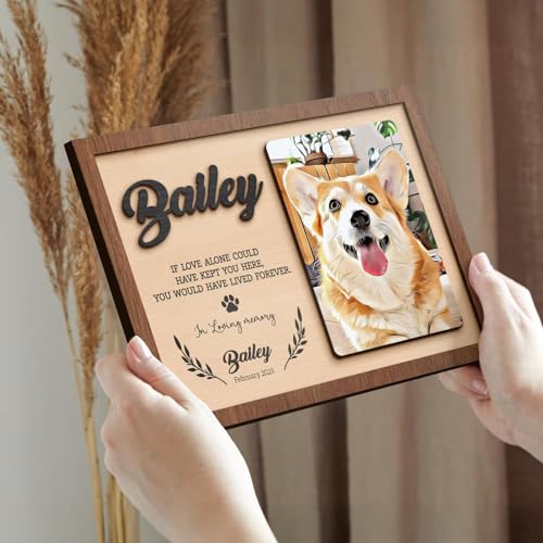 Personalized Pet Memorial Frame with Name, Dates, and Photo - Heartfelt Keepsake for Dog or Cat Lovers, Wooden Collar Holder Tribute Gift - Image 9