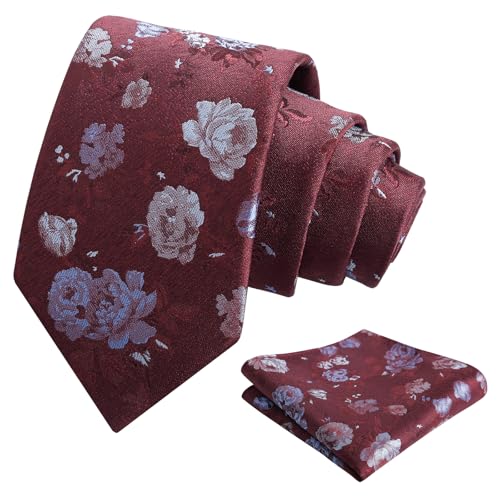 Image of Alizeal Mens 3.15'' Colorful Flower Pattern and handkerchief Necktie Set
