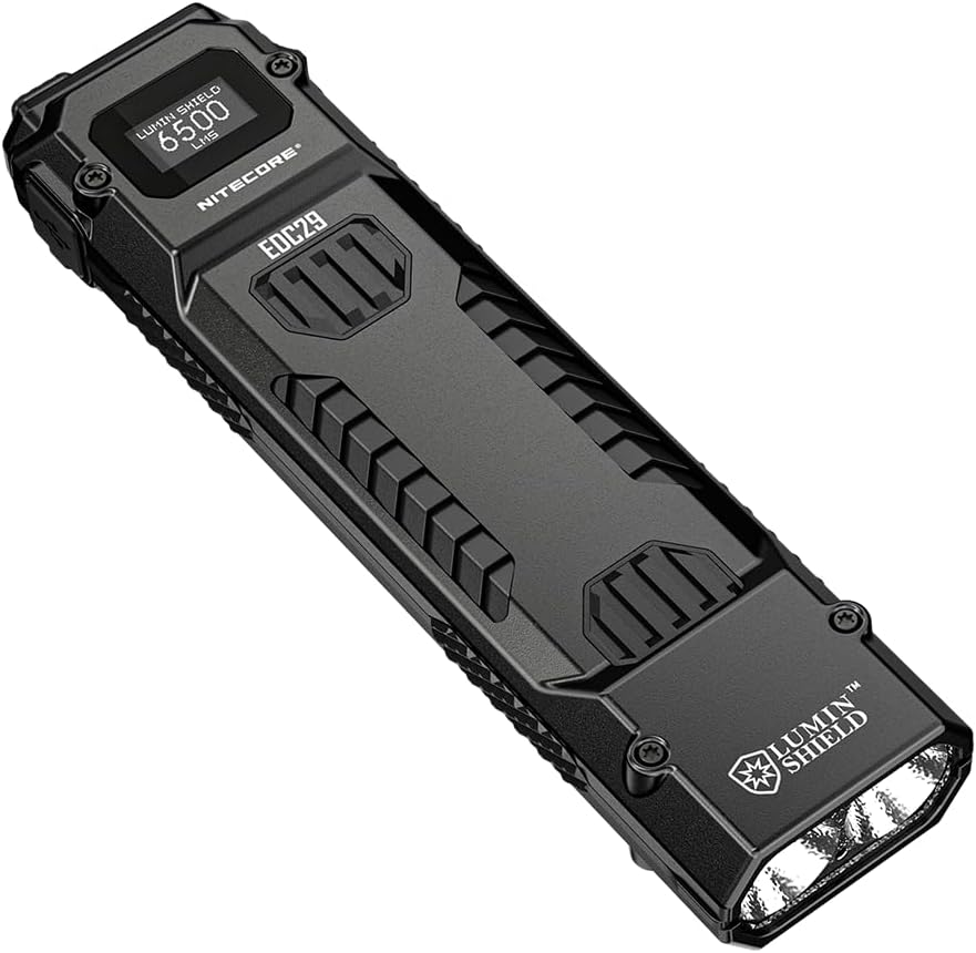 EDC29 Luminblade Tactical Flashlight, USB Rechargeable LED Torch, Extremely Bright 6500 Lumens, Up to 61 Hours Runtime, Black