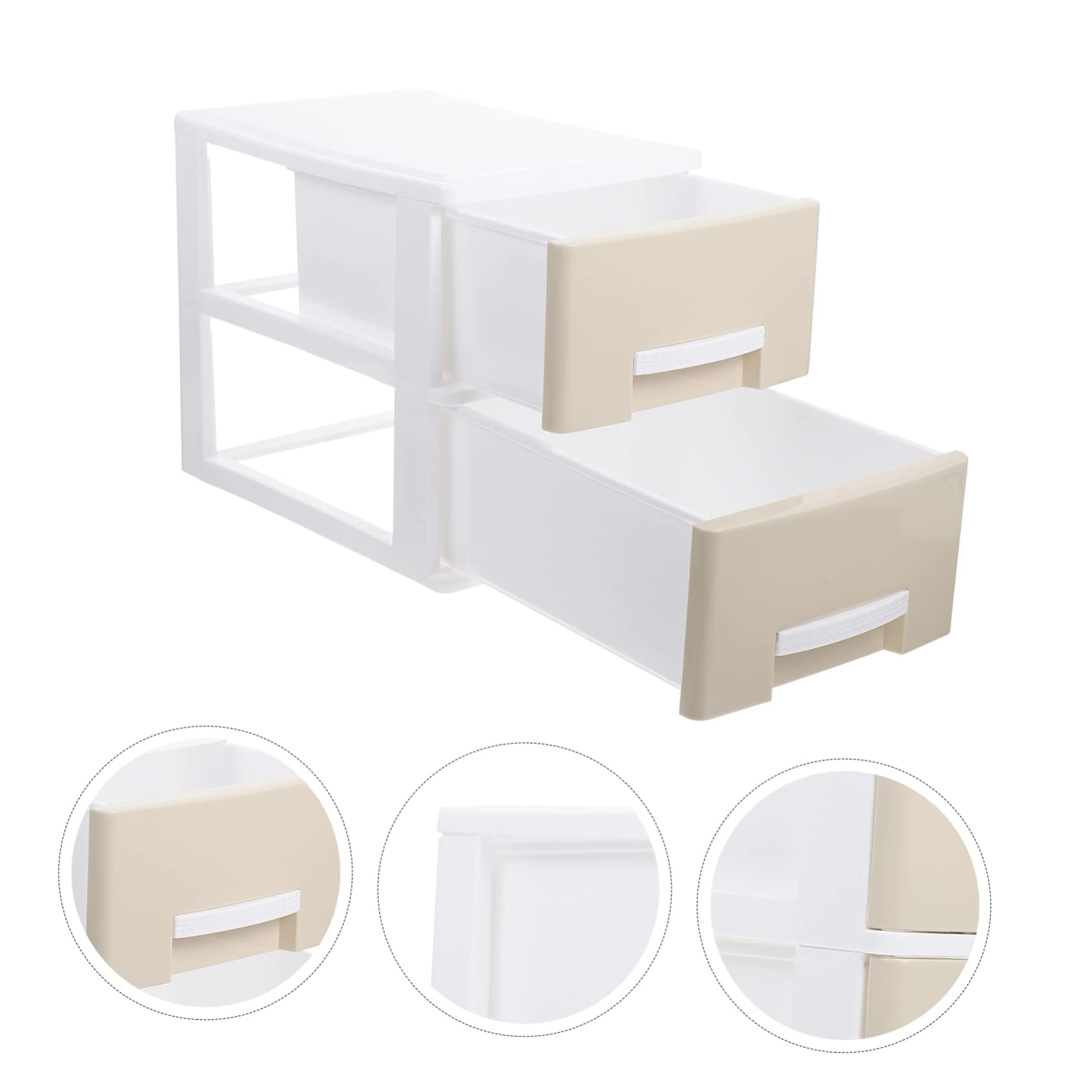 Scatola Portaoggetti da Scrivania a Cassetti, 2 Livelli | Plastico Kaki, Struttura Multiuso e Resistente, per Desktop e Housewarming