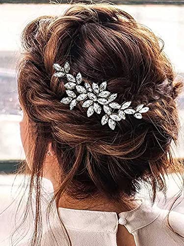 Unicra Bride Crystal Wedding Hair Comb Silver Bridal Side Comb Rhinestone Hair Accessorie For Women And Girls (A-Silver) #TOP2