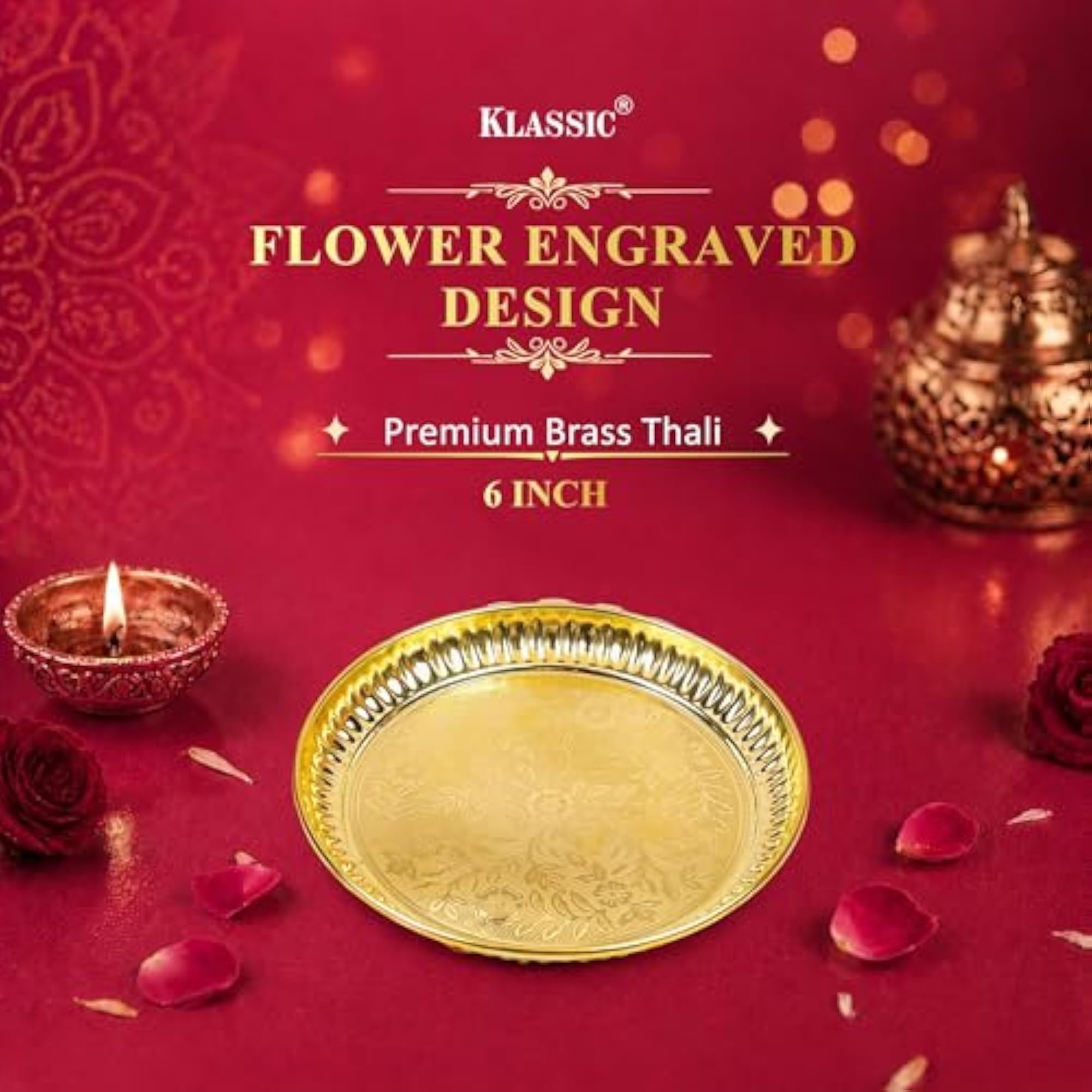 Handcrafted Brass Pooja Thali for Mandir & Home Temple