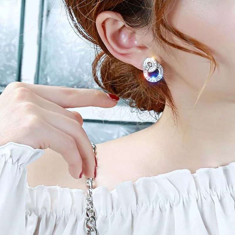 Boucles d'oreilles argent 925 strass ronds pour vos soirées chic