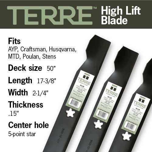 3-Pack Replacement Lawn Mower Blades – Fits Husqvarna 539 11 20-78 | 14-5/8” X 2-1/2”, 5-Point Star