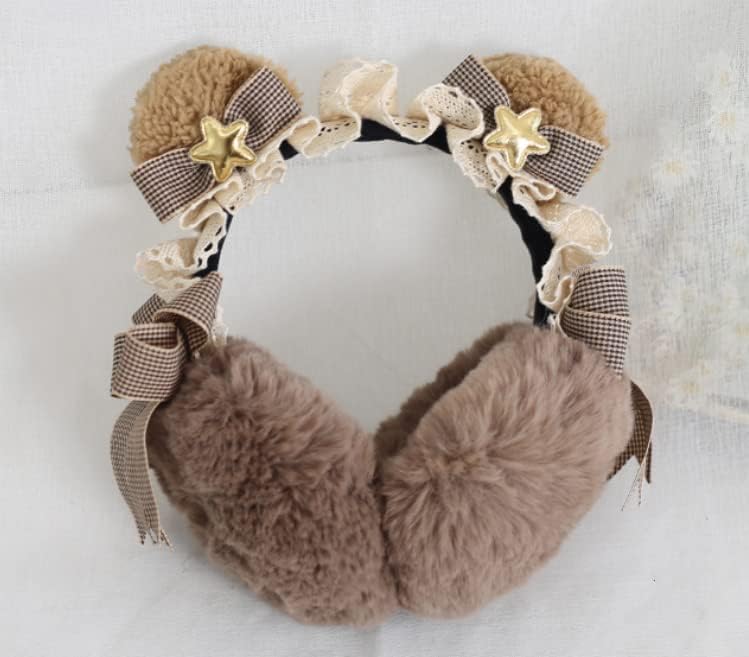 CoBtee Kawaii Cute Sheep Ears Hair Band Ear Warmers Headband Head Wrap Women Girls Winter Christmas Party Halloween (bear ear earmuff) - Image 4