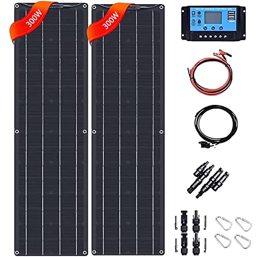 AYUE Kit d'autoconsommation solaire 600 W 2 pièces 300 W 18 V module solaire photovoltaïque monocristallin contrôleur 40 A for camping-car voiture charge de...