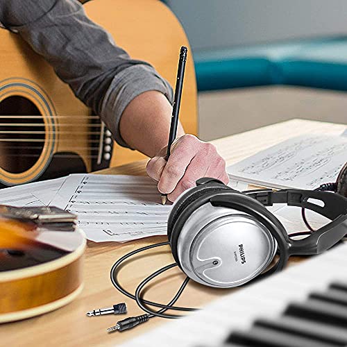 PHILIPS Over Ear Wired Stereo Headphones for Podcasts, Studio Monitoring and Recording Headset for Computer, Keyboard and Guitar with 6.3 mm (1/4") Add On Adapter- Silver by PHILIPS - Image 3