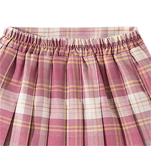 Betusline Kids Girls School Uniform Jk Skirt Outfit, White T-Shirt And Plaid Pleated Skort Set thumb #1