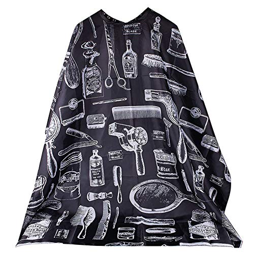 balloonbobo Professional Hair Cutting Waterproof Cloth Salon Barber Gown Cape Hairdressing Hairdresser for Adult with Snap Closure Black