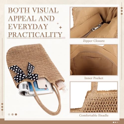 Bolso de playa Capoda Straw para mujer 15.8 x 14.2 pulgadas miniatura 4