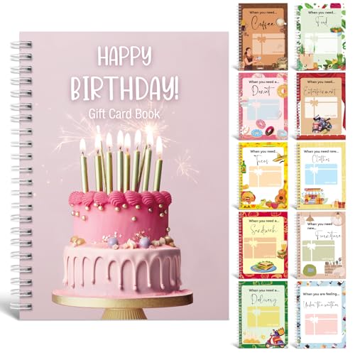 Motiskyy Birthday Gift Card Book 7 x 5 Inch Happy Birthday Booklet Organizer Greeting Card Album Keeper Personalized Gift for Birth Party Supplies(Pastel)