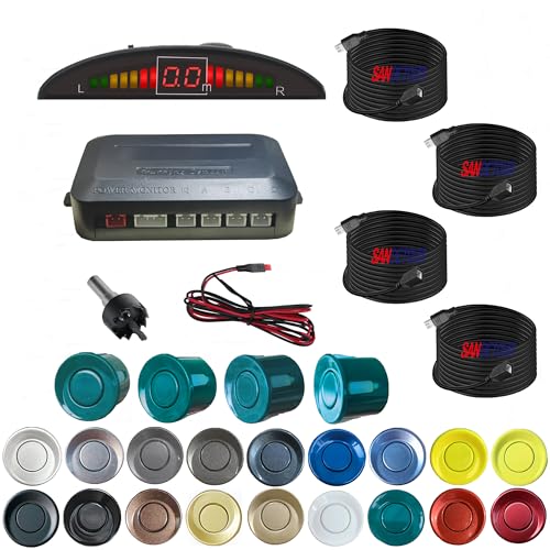 Image of Parking Sensor Kit Backup Sensor Kit Reverse Sensor for Pickup & Extended Vehicles - 4 x 2.3m Sensors + 4 x 4.5m Extension Cables, 24V Compatible (Voltage Reducer Sold Separately) Green