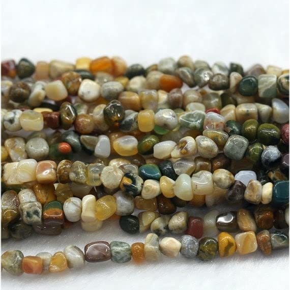 Cuentas de jaspe oceánico natural de 15" pulidas para pulseras de piedras sueltas