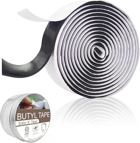 EDSRDRUS Professional Grade Double Side Butyl Tape, Black White 3/4 Inch x 6.9 Feet RV Sealant Tape,1/8 Inch Extra Thick for Leak Proof RV Repair Window Door and EDPM Rubber Roof Patching