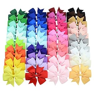 40PCS 3 Inch Hair Bows for Girls Grosgrain Ribbon Toddler Hair Accessories with Alligator Clip Bow for Toddler Girls…