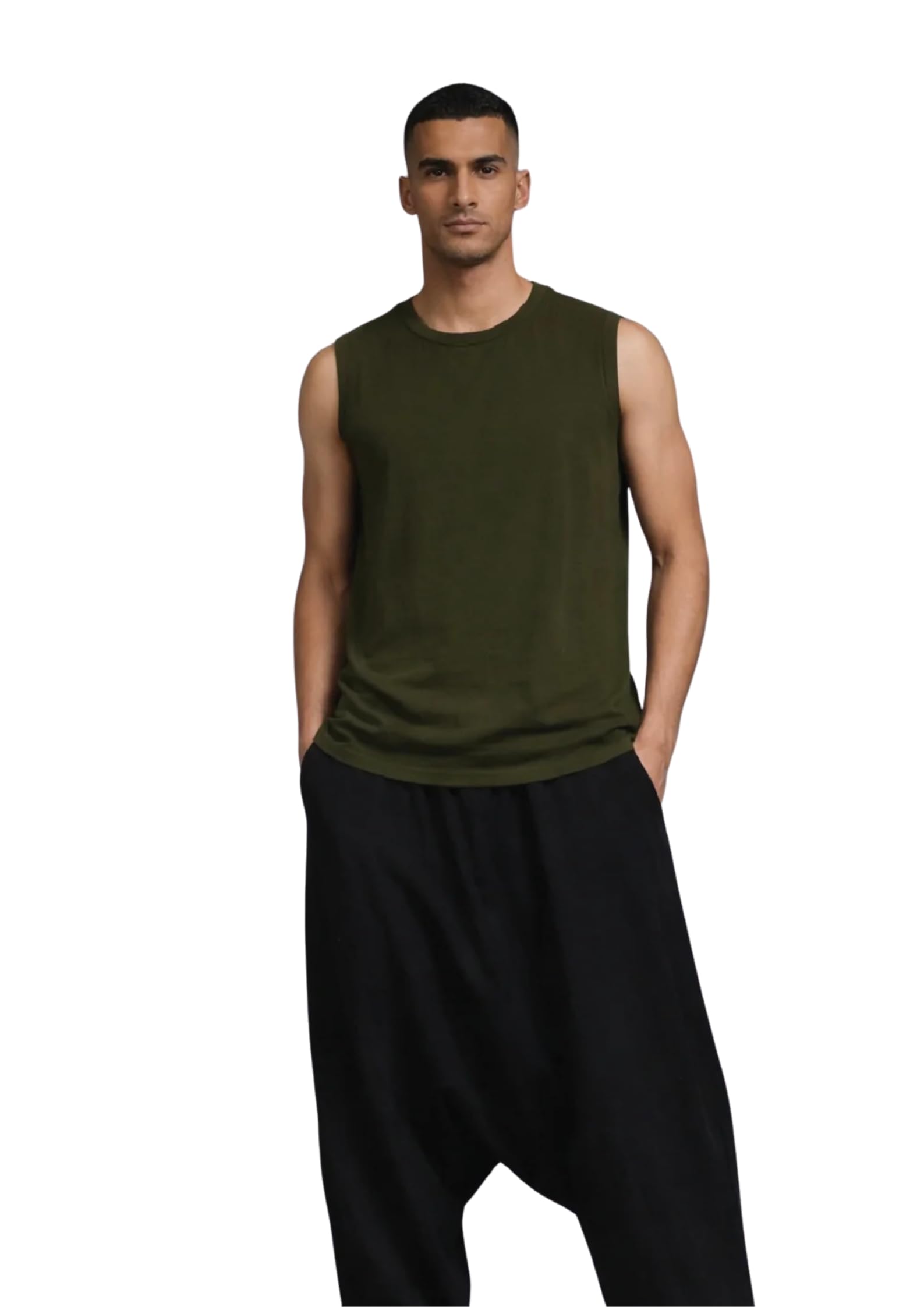Men's Tank Top | Olive Green Sleeveless Vest | 180 GSM 100% Cotton Regular Fit | Casual Wear-image-20