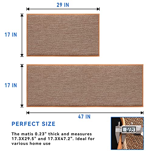 Jmznbf Twill Kitchen Mat Rugs And Mats Non Skid Washable Sets Of 2 Floor For In Front Sink Heavy Duty Standing Countertop Fridge(Oats), 17*30+17*48 #TOP1