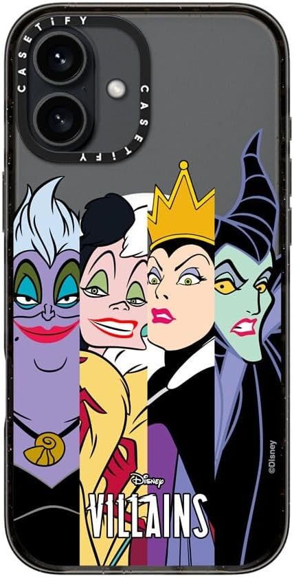 CASETiFY Impact iPhone 16 Plus Case [Villains Co-Lab / 8.2ft Drop Protection/Magsafe] - Disney Villains - Clear Black