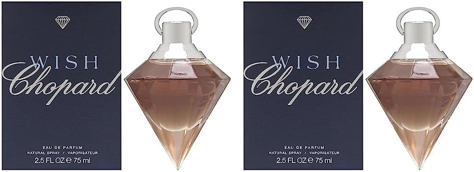 ChopardWish For Women - Creamy, Gourmand Eau De Parfum Fragrance Spray For Her - Sweet Blend Of Vanilla, Caramel, And Balsamic Notes - Long Lasting Scent In Diamond Glass Bottle - 2.5 Oz (Pack of 2)