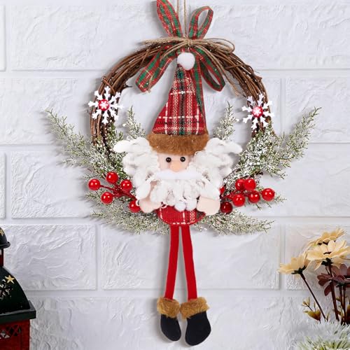 Weihnachten Deko Türkranz, 35cm Weihnachtskranz Weihnachtsmann Puppe...