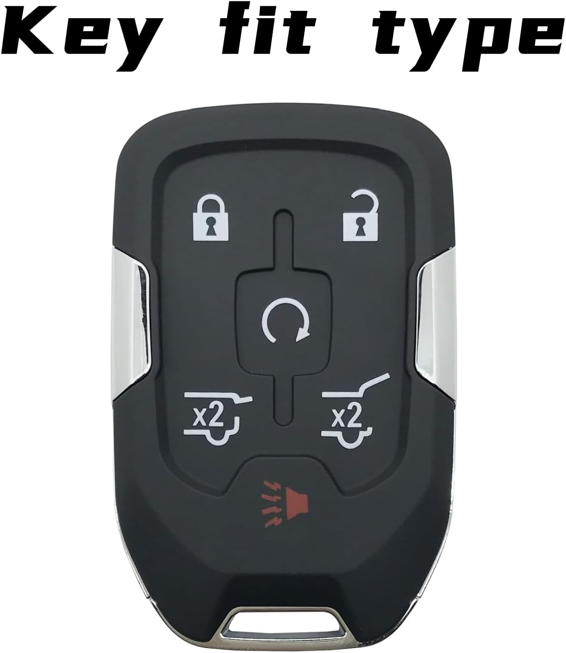Heavy Key Fob Cover Case Protector for Chevy, Keychain, Accessories for Chevy Suburban Tahoe 2015 2016 2017 2018 2019 2020 GMC Yukon (Type-C 6 Buttons)