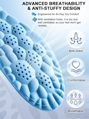 Image of 4D Cloud Steppers Insoles for Men and Women, Arch Support Insoles, Memory Foam Insoles, Shock Absorption and Cushioning Sports Shoe Insoles(Blue, M (Men's 6.5-8Women's7.5-9))