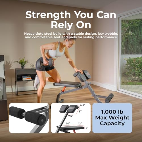 Image of Sunny Health & Fitness Multi-Function Roman Chair with Dip Station & Sit-Up Bench, Adjustable Heavy-Duty Strength Training Equipment for Glutes, Core & Lower Body Workouts, Hyperextension Machine for Home Gym
