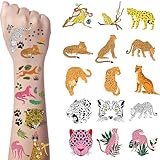 JoyfulGlam Jungle Party Decorations, Cheetah Print Birthday Decorations Kids Tattoos Temporary, Jungle Safari Party Favors Cheetah Decor Stickers for Boys Girls