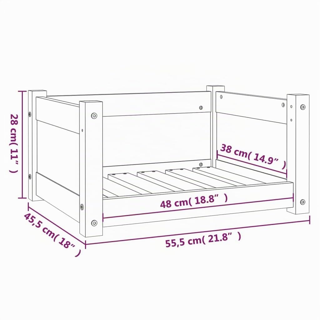 vidaXL Letto per Cani 55,5x45,5x28 cm in Legno massello di Pino