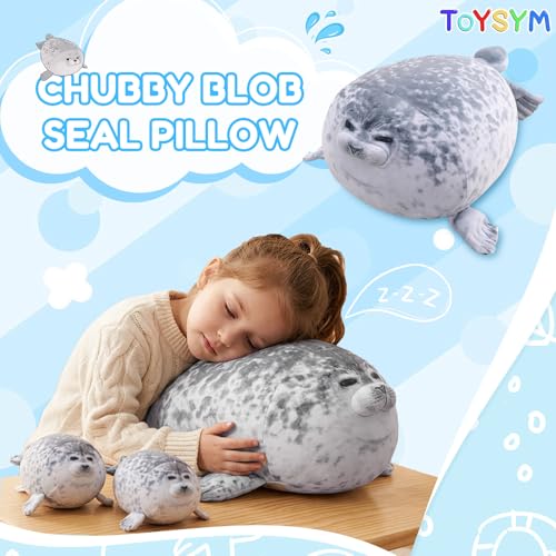 Image of TOYSYM Chubby Blob Seal Pillow Cute Seal Plush with 4 Baby Plushies in Her Tummy, Soft Large Stuffed Animals Toy Gifts for Kids (20inch)
