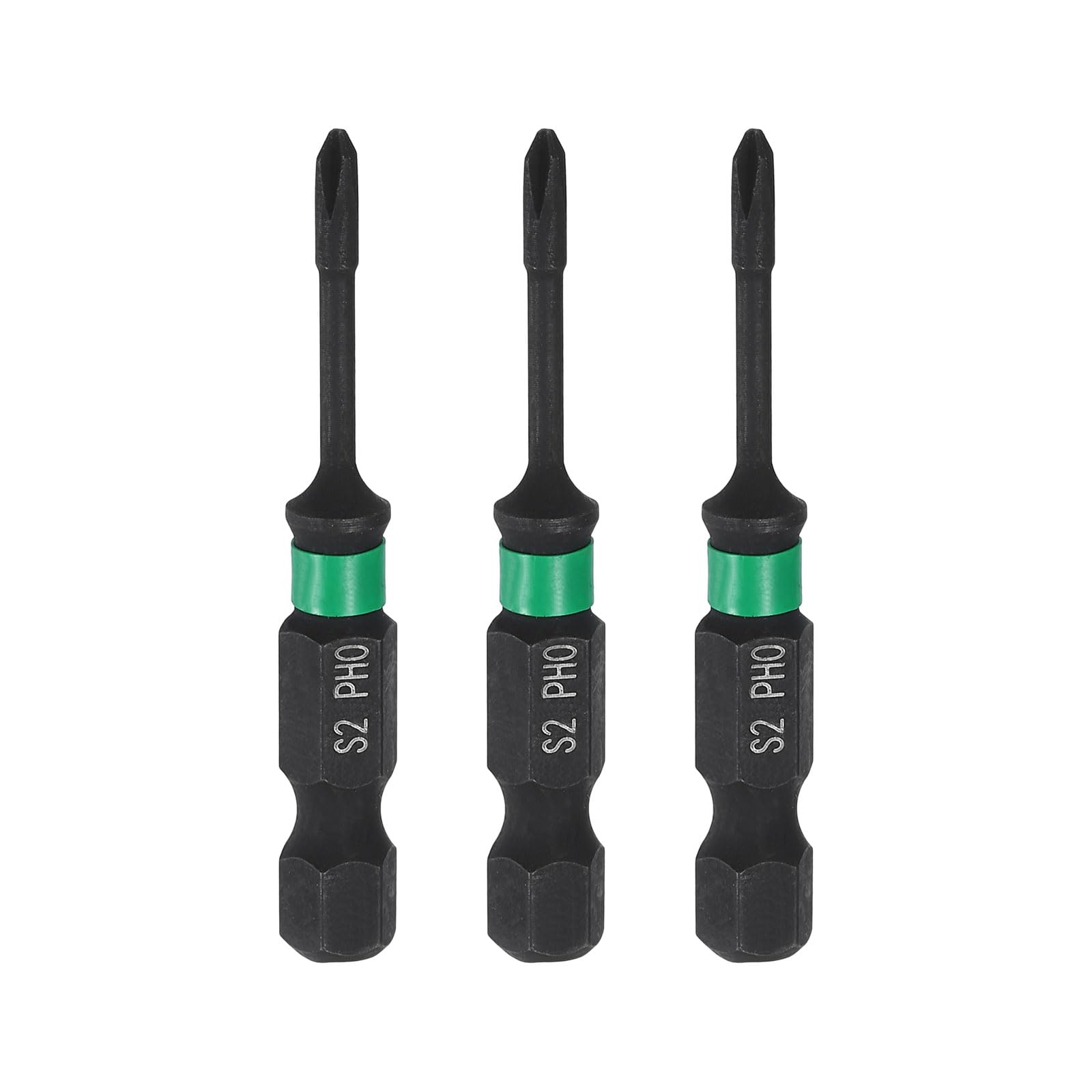 sourcing map 3pcs #0 Impact Phillips Screwdriver Bit PH0 1/4" Hex Shank 2" (50mm) Long 0.08" Rod Magnetic Cross Head Drill Bits S2 Steel Industrial Screw Driver for Impact Power Drivers