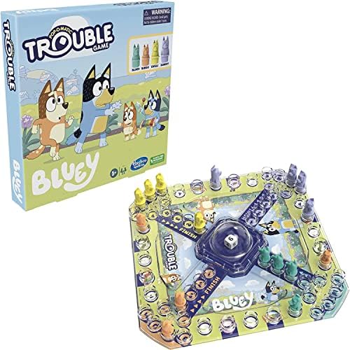 Trouble: Bluey Edition Board/Fun Game for Kids Ages 5 and Up, Game for 2-4 Players, Race Bluey, Bingo, Bandit, or Chilli to The Finish (Amazon Exclusive)