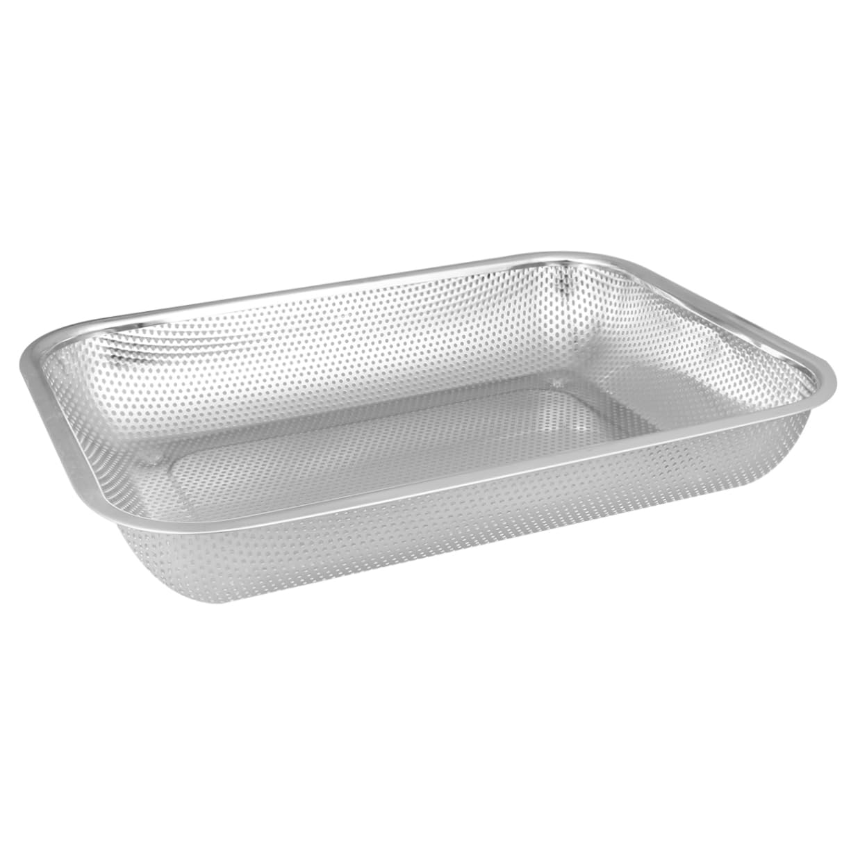 Mikinona Stainless Steel Drain Basket Sieve for Multi-purpose Use Fruit and Vegetable Washing Storage Basket for Home Kitchen and Practical Design Silver