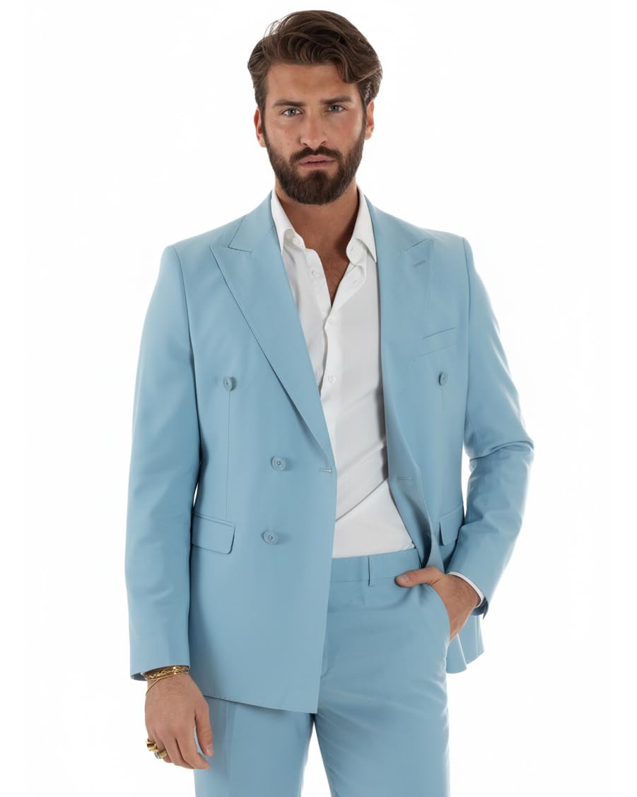 Abito Uomo Monopetto Vestito Completo Giacca Pantaloni Elegante Vari Colori
