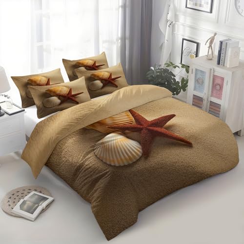 Housse de couette 200x200 jaune boue réversible plage et 2 taies