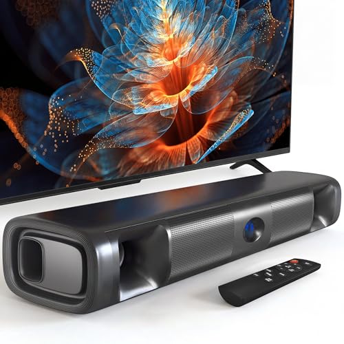 WebsLand Sound Bar for Smart TV, 60W Bluetooth 5.3 Soundbar with Deep Bass & Clear Voice, Surround Sound with TV ARC/Optical/AUX, Slim 17-Inch Wall Mountable Sound Bar for TV, PC, Gaming & Projectors