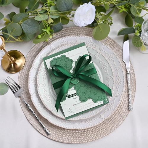 Image of Double Face Spruce Green Satin Ribbon 1 /2 inch X 50 Yards Polyester Spruce Green Ribbon for Gift Wrapping Very Suitable for Weddings Party Invitation Decorations and More