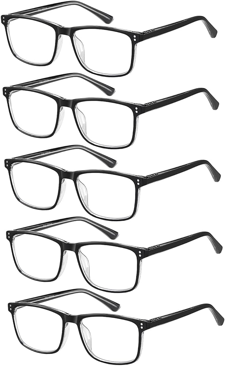 EYECEDAR 5 Pack Reading Glasses Men TR90 Flexible Frame Metal Spring Hinges Readers for Men and Women 2.0