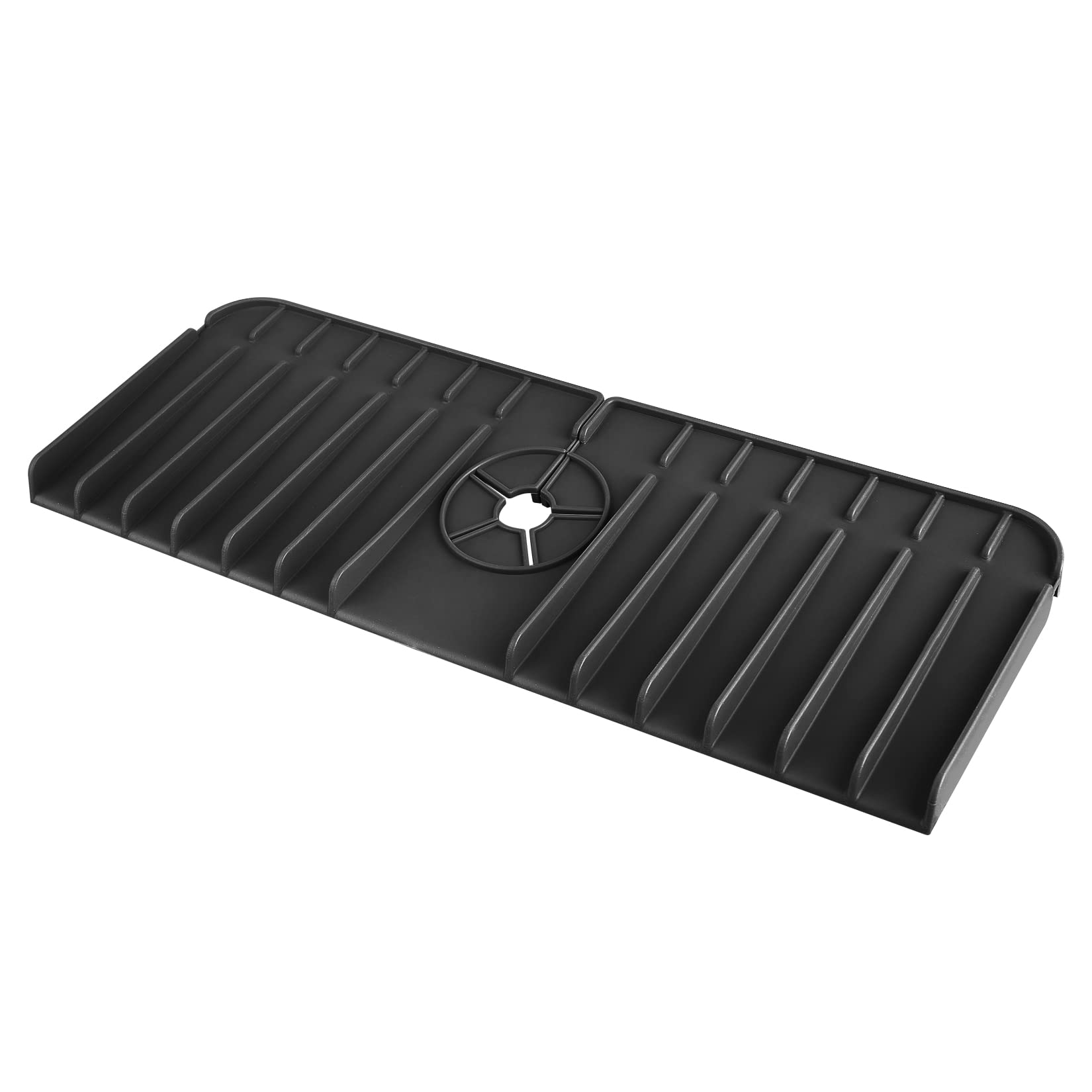 Silicone Faucet Mat, Kingmall 2nd Generation Silicone Faucet Drip Catcher For Kitchen Faucet Drip Catcher Sink Faucet Mat Faucet Splash Guard Bathroom Faucet Water Catcher Mat【Black】