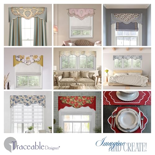 No-Sew Scalloped Cornice Valance Kit, Patented No-Sew Trace-Cut-Hang Design Form for Precision Shaping Without a Sewing Machine, Creates Elegant Window Toppers, Fits Curtain Rods