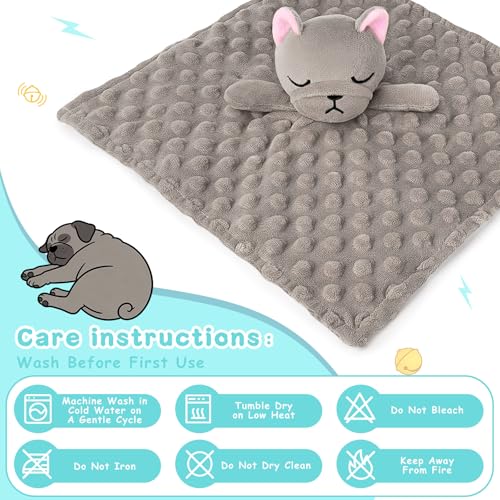 Image of Loveys for Babies,Kawaii French Bulldog Baby Security Blanket for Newborn Infant Toddler Snuggle Toy Stuffed Animal,Lovey Dog Security Blankets Baby Gifts Unisex Birthday,Gray 11in
