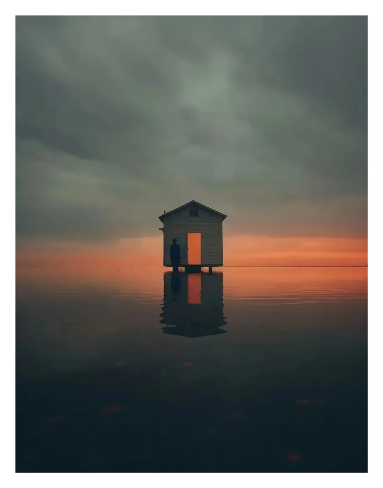 BYAMBD Aesthetic Pictures The Sea Melted Into The Sky Character Behavior Artistic Color Posters Minimalist Print Canvas Painting Wall Art For Home Decor(C,30x40cm)